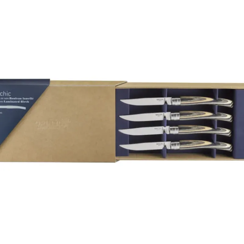 Couverts*OPINEL Coffret 4 Couteaux de Table Bouleau Lamellé Table Chic