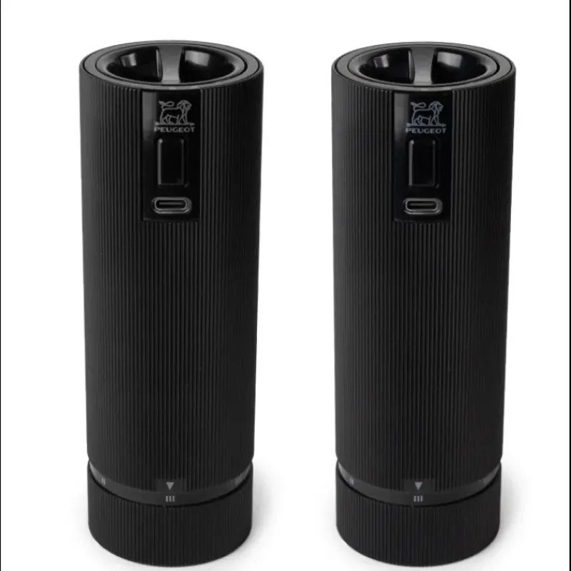 Moulin*PEUGEOT Coffret 2 Moulins Electriques Sel & Poivre Noir Mat 15 cm