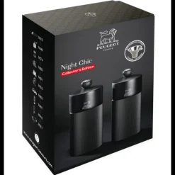 Moulin*PEUGEOT Coffret 2 Moulins Manuels Sel & Poivre Noir Mat 12 cm + Entonnoir