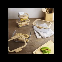 Conservation*PEBBLY Coffret de 4 Boîtes de Conservation en Verre et Pompe de Mise Sous-Vide