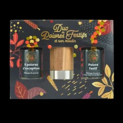 Poivre*UN JOUR UNE EPICE Coffret Poivres Festifs avec Tête de Moulin
