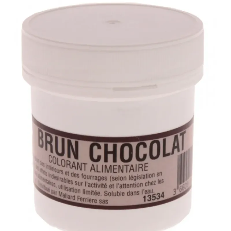 Colorants Alimentaires*MALLARD FERRIERE Colorant alimentaire Marron Brun Chocolat E102/E129/E151 Poudre Hydrosoluble 20g