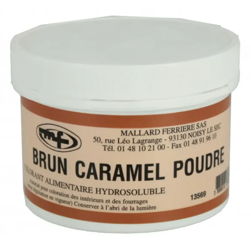 Colorants Alimentaires*MALLARD FERRIERE Colorant alimentaire Marron Brun Caramel E102/E129/E151 Poudre Hydrosoluble 100g