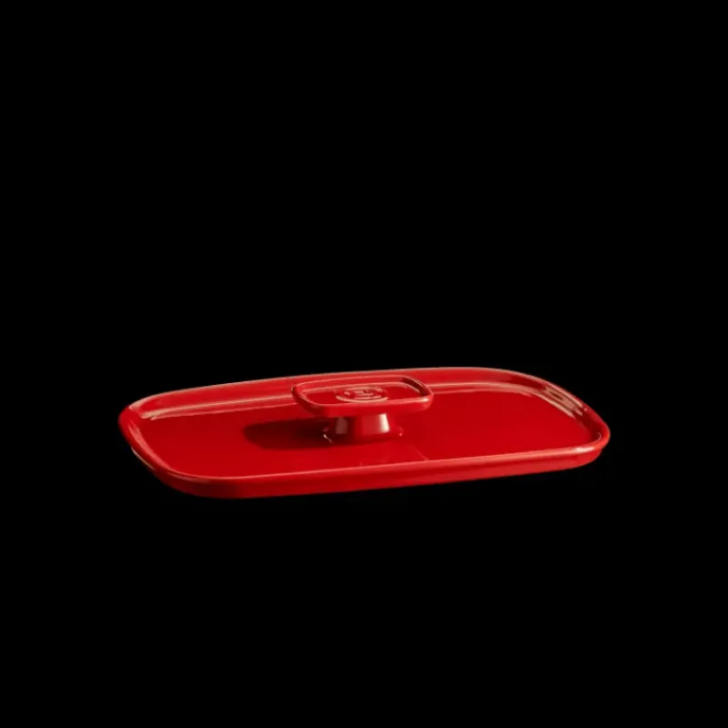 Couvercle De Cuisson*EMILE HENRY Couvercle Rectangulaire en Céramique pour Plat à Four 25 x 18 cm Grand Cru