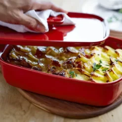 Couvercle De Cuisson*EMILE HENRY Couvercle Rectangulaire en Céramique pour Plat à Four 35 x 22 cm Grand Cru