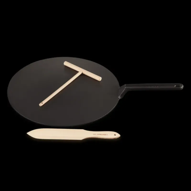 Poêles*LE CREUSET Crêpière Fonte Émaillée 32 cm Noir avec Accessoires