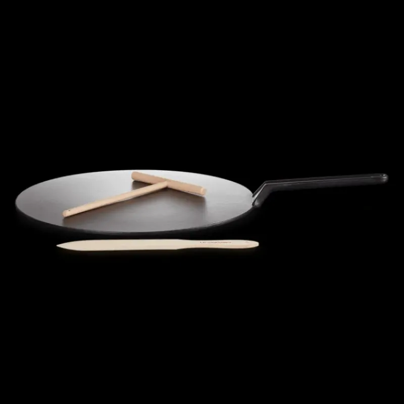 Poêles*LE CREUSET Crêpière Fonte Émaillée 32 cm Noir avec Accessoires