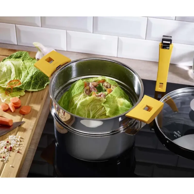 Cuiseur Vapeur*CRISTEL Cuit Vapeur Ovale Mutine Ø 30 cm Manche Amovible Inox