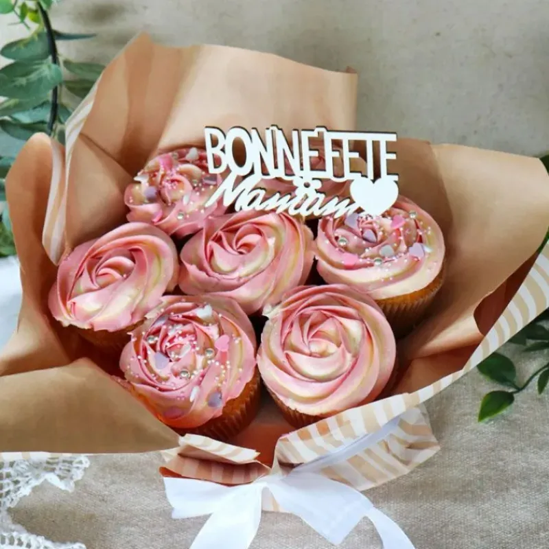 Décoration Gâteau*PATISDECOR Décor Bonne Fête Maman sur Pic (x2) Patisdécor