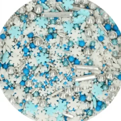 Décoration Comestible*FUNCAKES Décoration en Sucre Mélange Hivernal Bleu, Blanc et Argenté 65 g