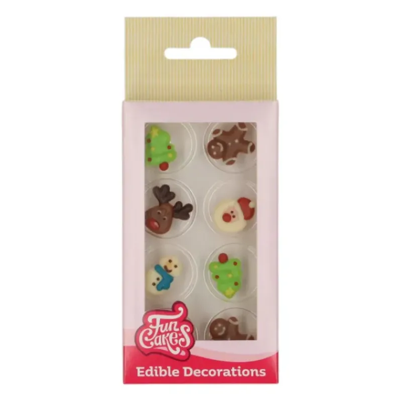 Décoration Comestible*FUNCAKES Décorations en Chocolat Blanc Noël (x8)