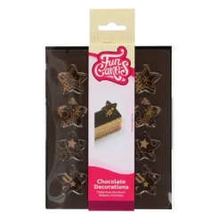 Décoration Comestible*FUNCAKES Décors Chocolat Noir Étoiles Or (x12)