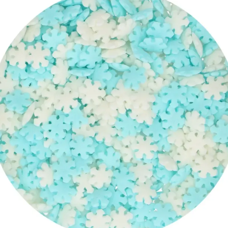 Décoration Comestible*FUNCAKES Décors en Sucre Flocon de Neige Bleu et Blanc 150 g