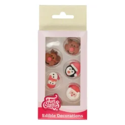 Décoration Comestible*FUNCAKES Décors en Sucre Personnages de Noël (x12)