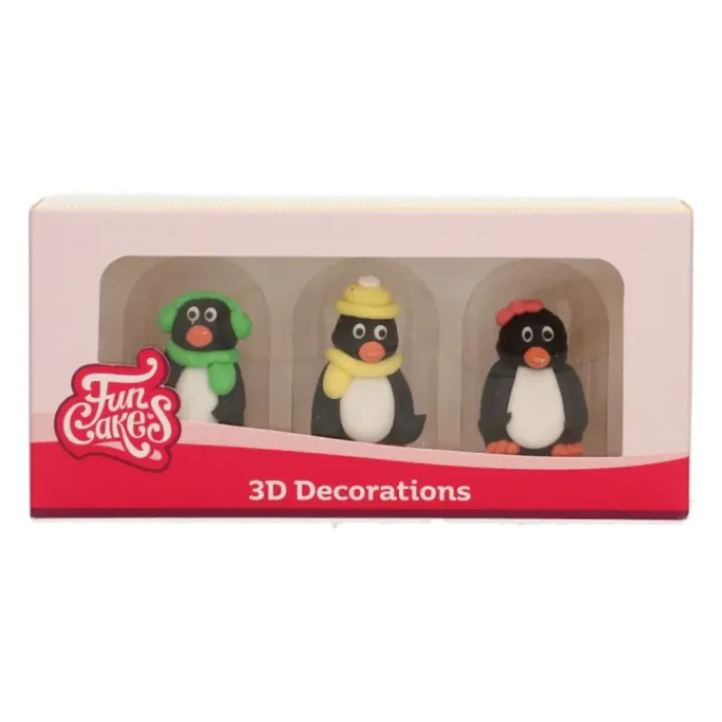 Décoration Comestible*FUNCAKES Décors en Sucre Pingouins 3D (x3)