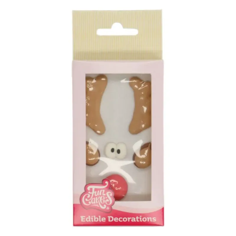 Décoration Comestible*FUNCAKES Décors en Sucre Renne Rudolph au Nez Rouge Noël