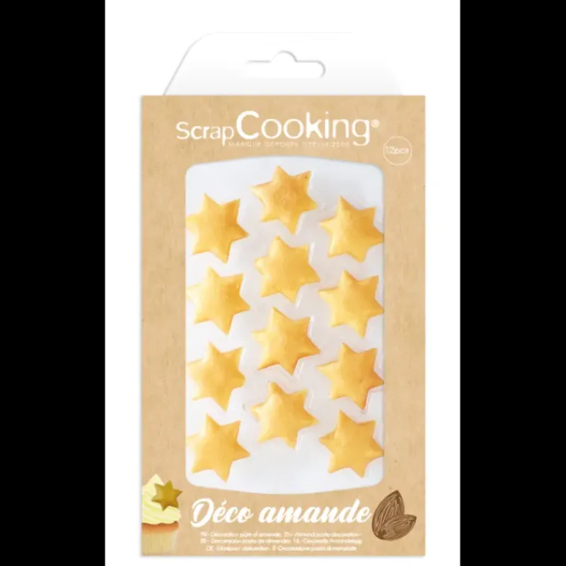 Décoration Comestible*SCRAPCOOKING Décors Pâte d'Amande Etoiles Dorées (x6)
