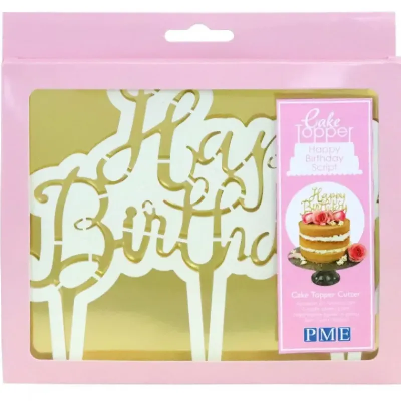 Décoration Gâteau*PME Découpoir Cake Topper Happy Birthday Manuscrit 16,5 x 15 cm