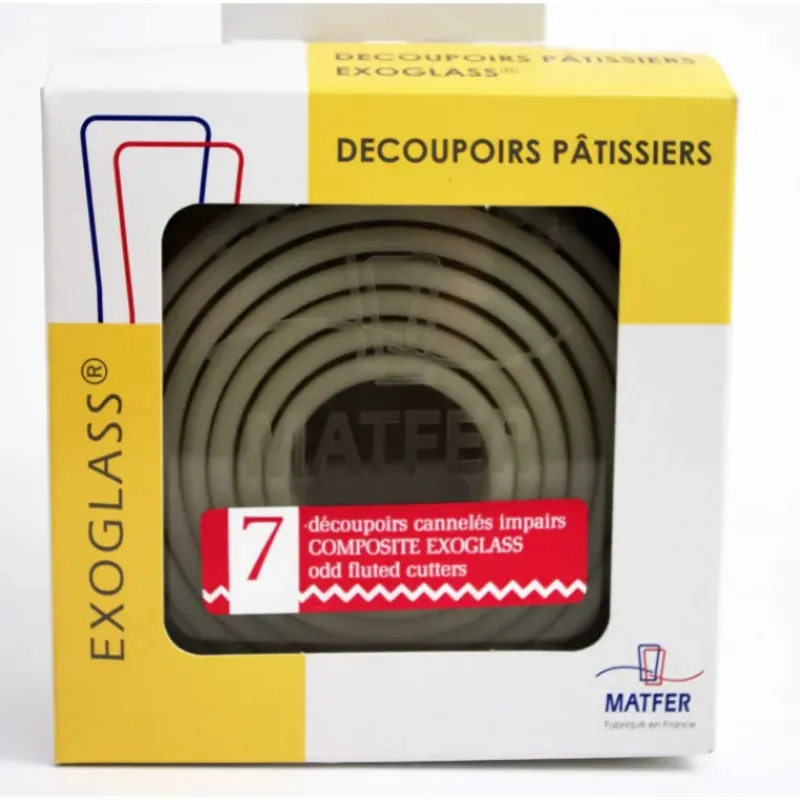 Emporte Pièce - Découpoir Pâtisserie*MATFER Découpoirs ronds cannelés impairs Exoglass (Boîte de 7)