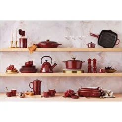 Moulin*LE CREUSET Duo Moulin à Poivre et à Sel Garnet Bouton Doré 11 cm