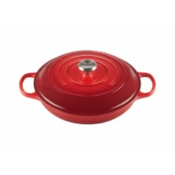 Faitout*LE CREUSET Faitout Cerise en Fonte avec Intérieur Sable 30 cm Signature