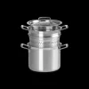 Faitout*LE CREUSET Faitout Inox 20 cm avec Panier Vapeur