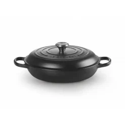 Faitout*LE CREUSET Faitout Noir Mat en Fonte avec Intérieur Noir 30 cm Signature