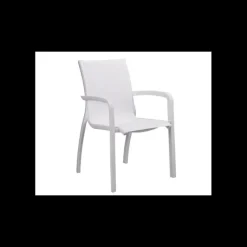Mobilier Terrasse Restaurant*GROSFILLEX Fauteuil d'extérieur Blanc Glacier et Toile Blanche Sunset