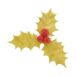 Décoration Gâteau*MALLARD FERRIERE Feuilles de Houx Triple Dorées x144