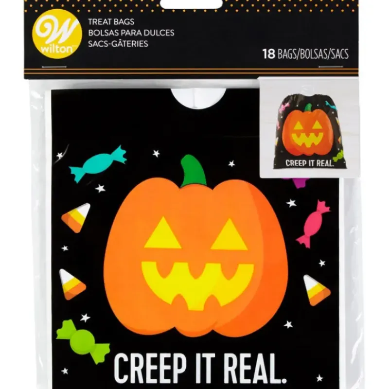 Emballage Alimentaire*WILTON FIN DE SERIE Sachet Bonbon Citrouille 15 x 15 cm (x18)