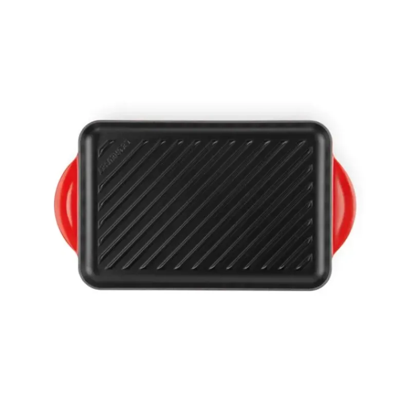 Plat De Cuisson|Grills*LE CREUSET Gril en Fonte Rectangulaire 32 cm Cerise