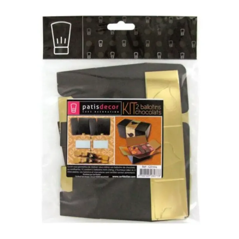 Emballage Alimentaire*PATISDECOR Kit Ballotin Noir et Or Patisdécor (x2)