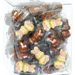 Confiserie*ABTEY Lapin Décoré Chocolat Lait et Blanc 10g x45