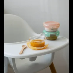 Conservation*PEBBLY Lot 3 Boîtes de Conservation Rondes pour Bébé en Verre Graduées 240 ml