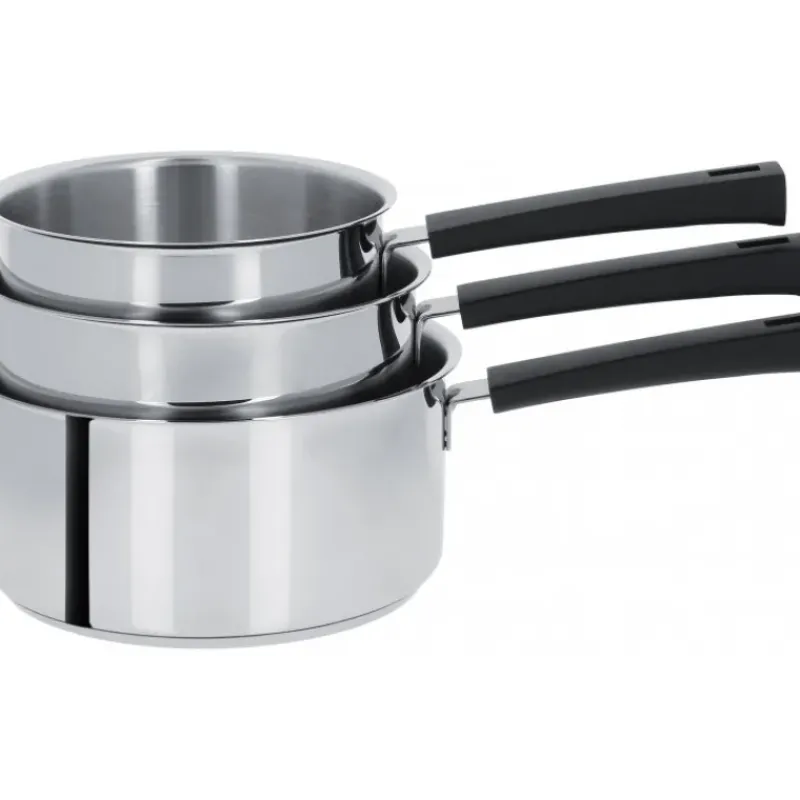 Batterie De Cuisine|Casseroles*CRISTEL Lot de 3 Casseroles inox à Poignée Noire Mutine Fixe