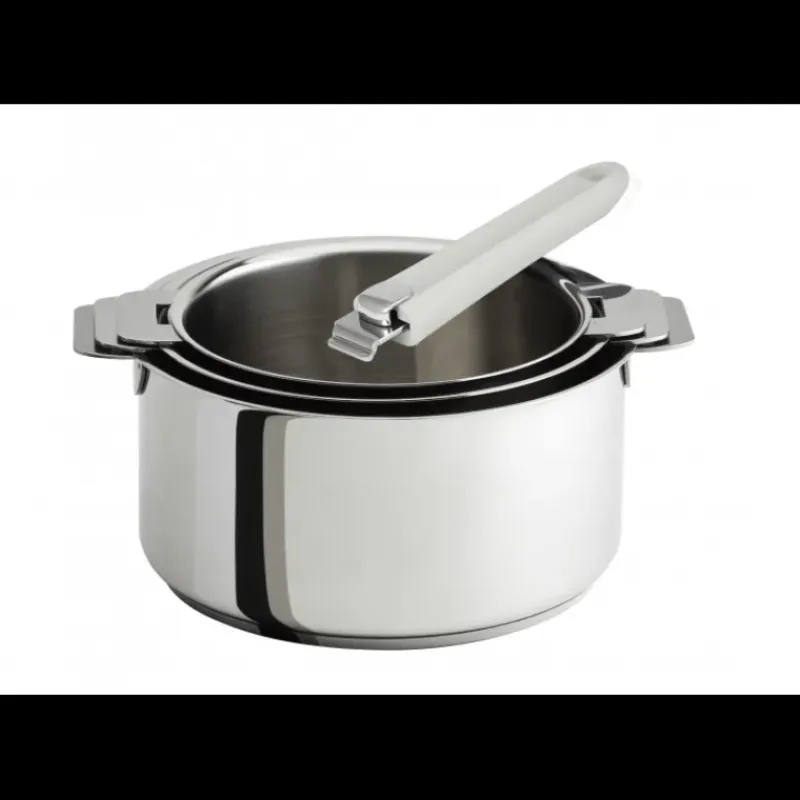 Batterie De Cuisine|Casseroles*CRISTEL Lot de 3 Casseroles inox avec Poignée Blanche Mutine Amovible