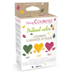 Colorants Alimentaires*SCRAPCOOKING Lot de 3 Colorants en Poudre Alimentaire Rose/Vert/Jaune