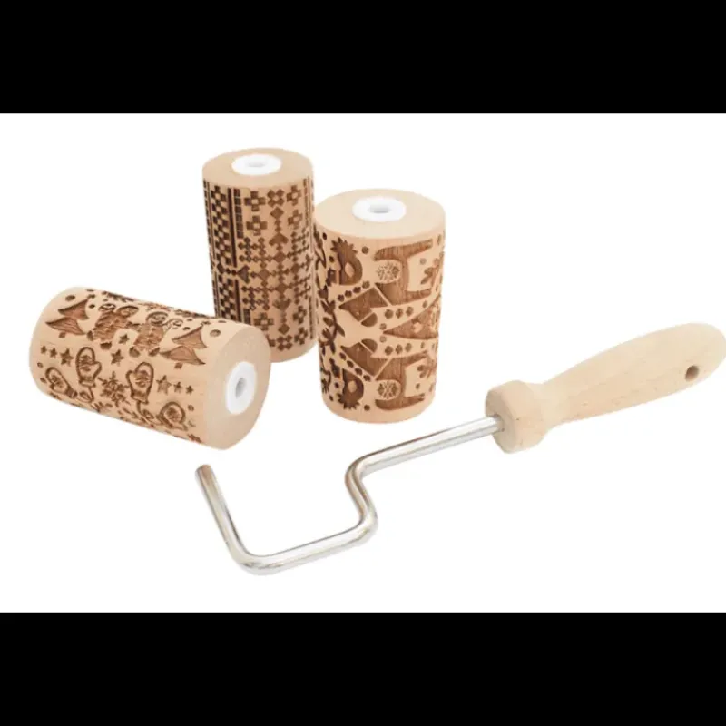 Ustensiles Pâtisserie*SCRAPCOOKING Mini Rouleau à Pâtisserie Empreinte Noël Interchangeable 7 cm (x3)