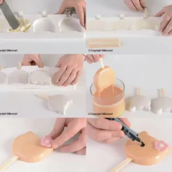 Moule Silicone*SILIKOMART Moule à glace silicone Chat 8 empreintes avec bâtonnets