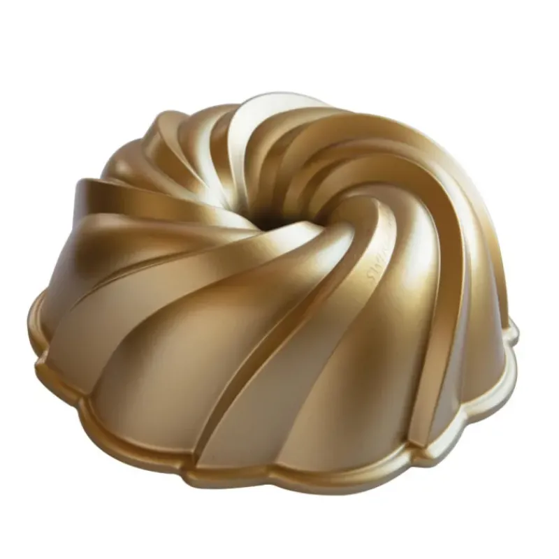 Moule Anti-adhésif|Moules À Gâteaux*NORDIC WARE Moule à Gâteau Bundt Tourbillon Gold