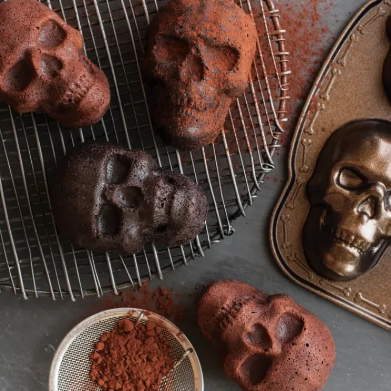 Moules À Gâteaux|Moule Anti-adhésif*NORDIC WARE Moule à Gâteaux Têtes de Mort (x6) Bronze