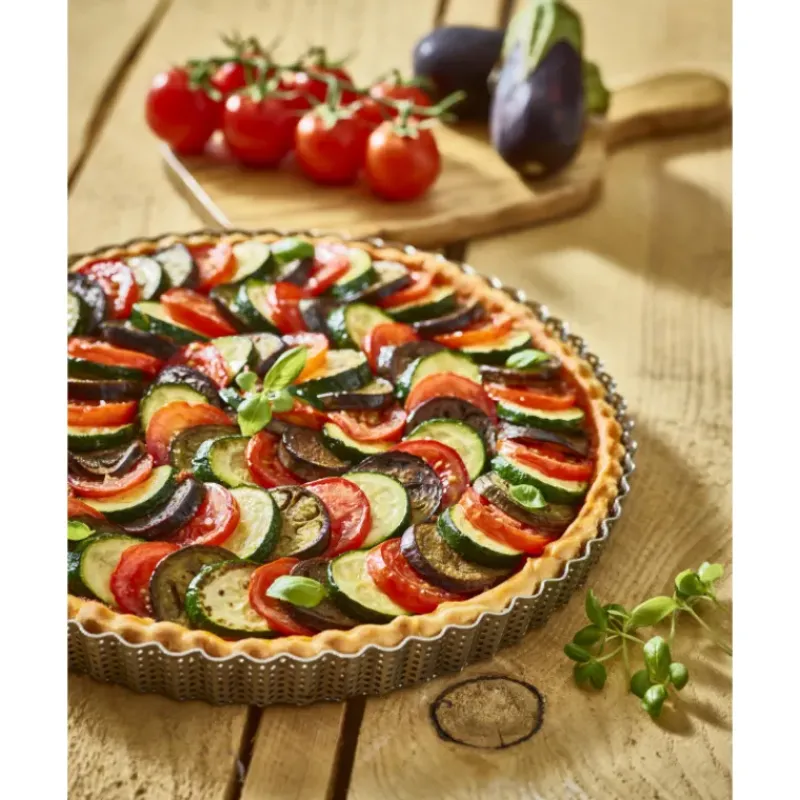 Moules À Gâteaux*DE BUYER Moule à Tarte Cannelée Inox Perforé Amovible Ø 28 cm x H 2,5 cm