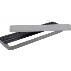 Plat De Cuisson|Moule Anti-adhésif*DE BUYER Moule Anti Adhésif Tarte Rectangle Fond Amovible 35,6 x 10,2 cm x H 2,7 cm