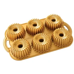 Moule Anti-adhésif|Moules À Gâteaux*NORDIC WARE Moule Mini Bundt Brilliance (x6) Gold