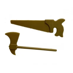 Décoration Gâteau*NORDIA Outils Haches et Scies Or Mat x100