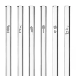 Accessoires Bar*CUISINEADDICT Paille Réutilisable en Verre Fêtes 20cm droite x6 HALM
