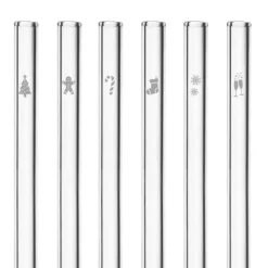 Accessoires Bar*CUISINEADDICT Paille Réutilisable en Verre Noël 20cm droite x6 HALM