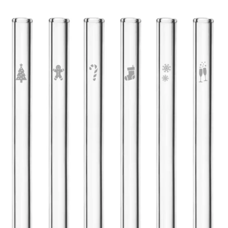 Accessoires Bar*CUISINEADDICT Paille Réutilisable en Verre Noël 20cm droite x6 HALM