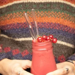 Accessoires Bar*CUISINEADDICT Paille Réutilisable en Verre Noël 20cm droite x6 HALM