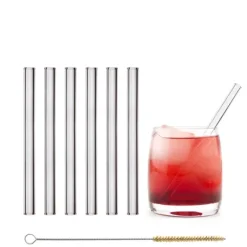 Accessoires Bar*CUISINEADDICT Paille Réutilisable en Verre 15cm droite x6 HALM